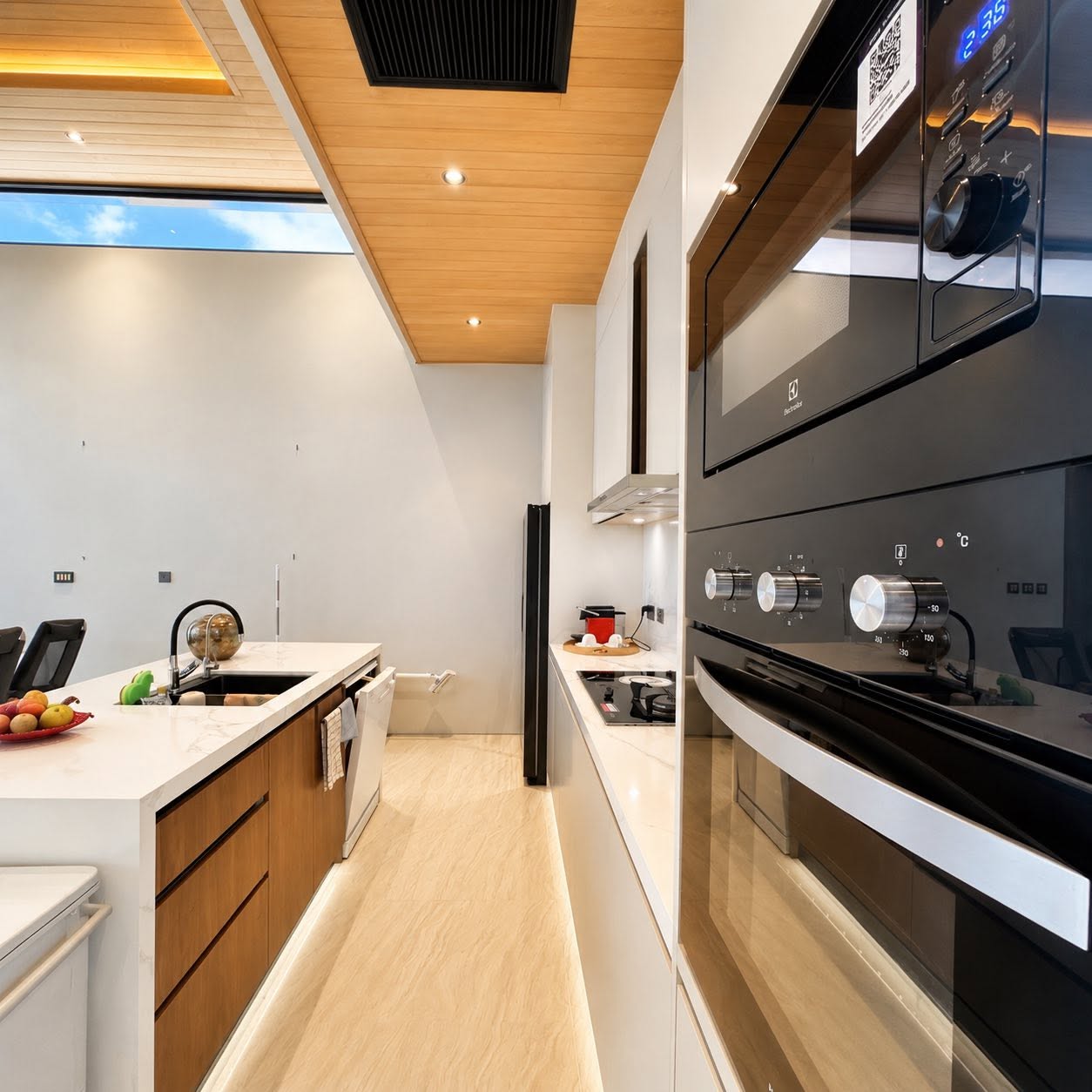 Modern fully equipped kitchen with premium-brand appliances