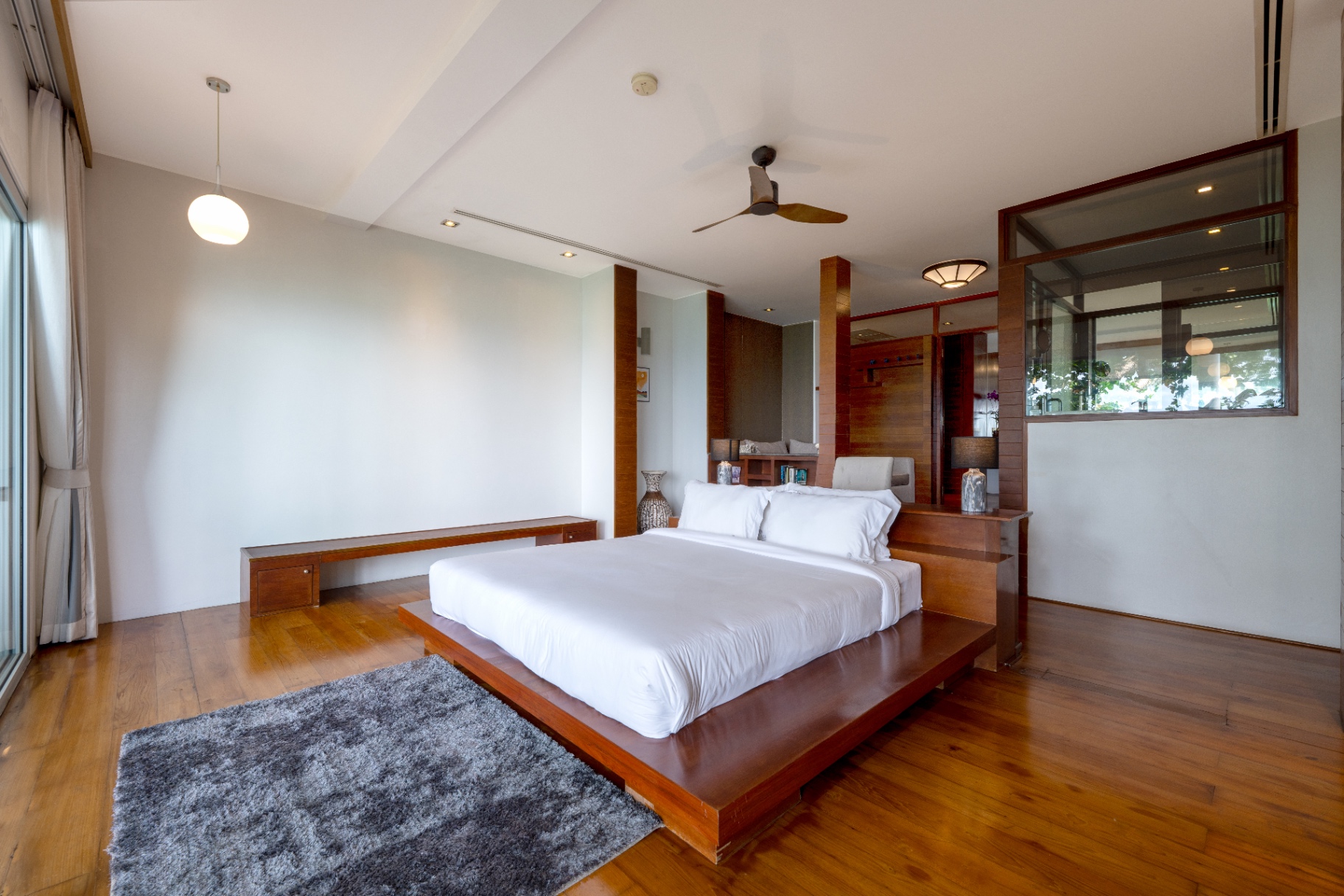 Bedroom suite with teak glass partition and ensuite