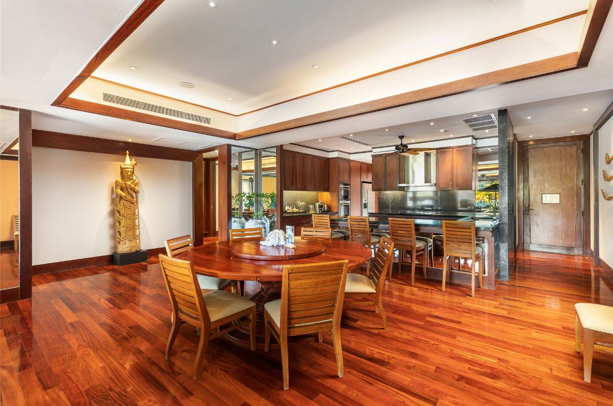 Formal dining room with gourmet kitchen