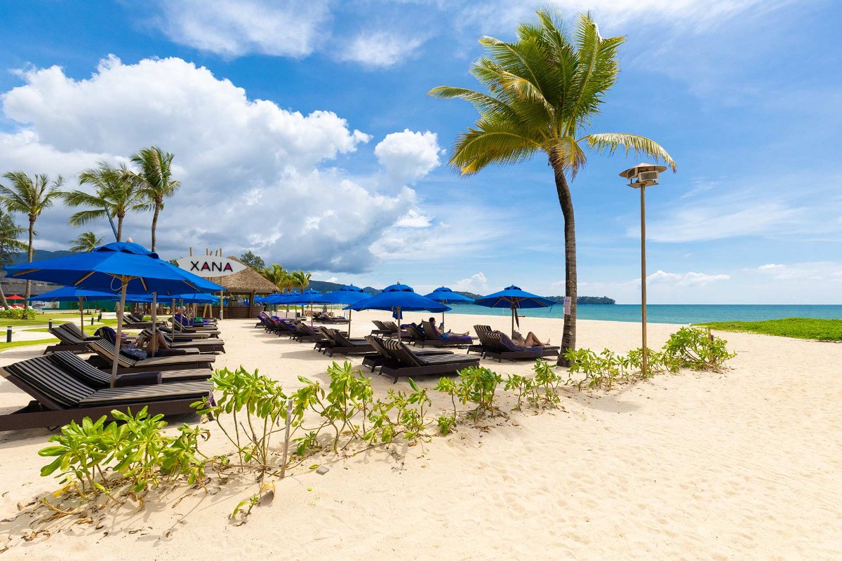 Private beach with loungers at Laguna Phuket