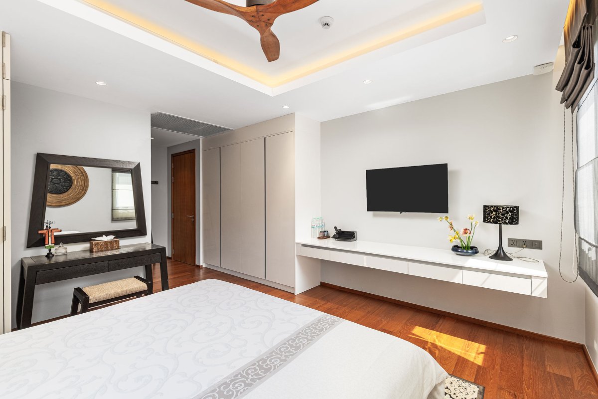 Guest bedroom with modern Thai decor