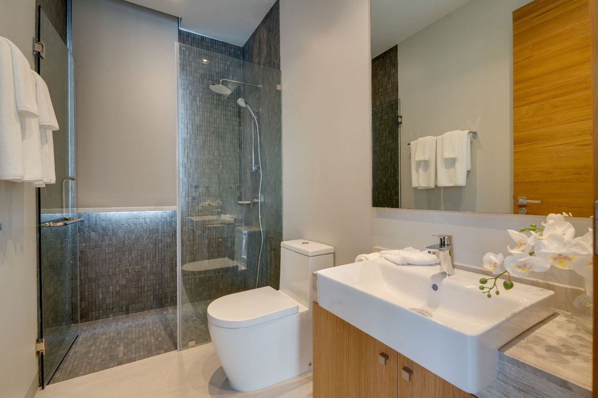 Modern guest bathroom with designer fixtures