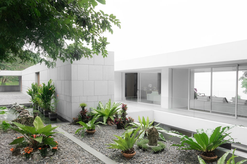 Zen courtyard with tropical garden