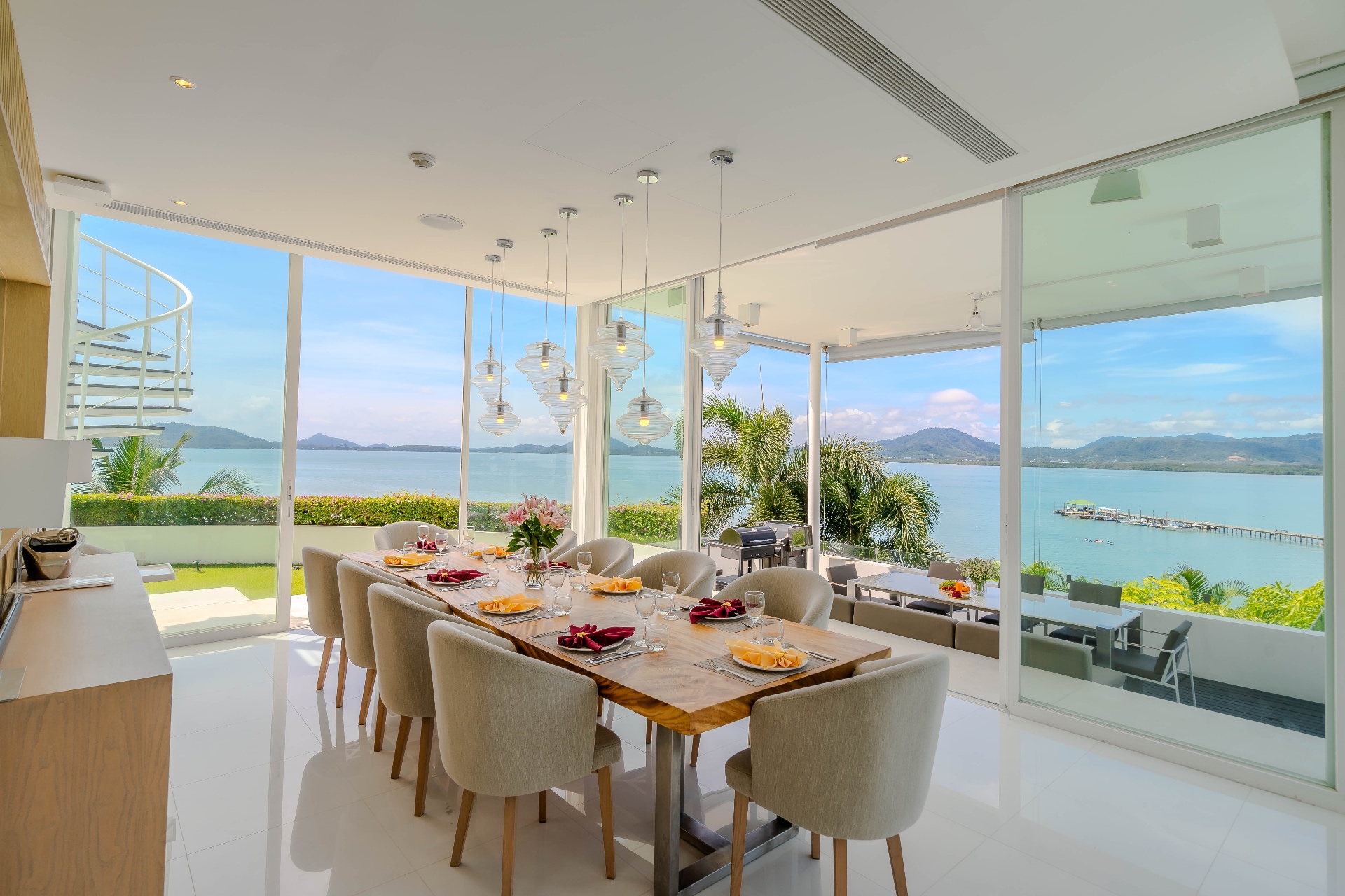 Dining room with sea views