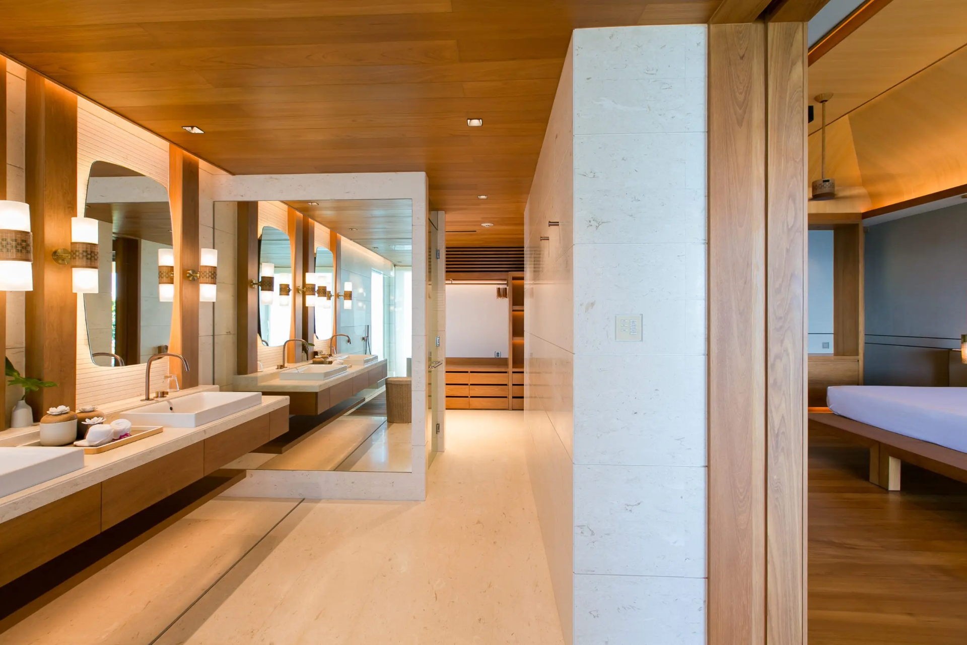 Master suite bathroom entry with vanity and walk-through layout