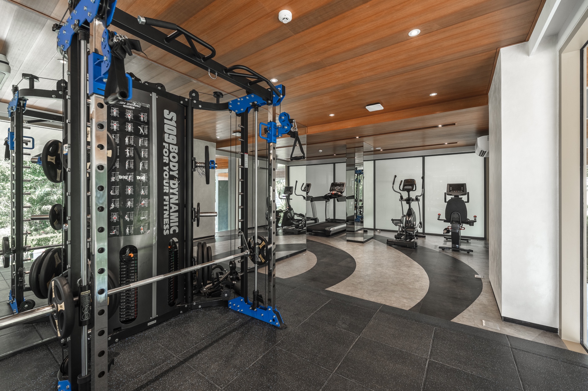 Fully equipped fitness center with modern equipment