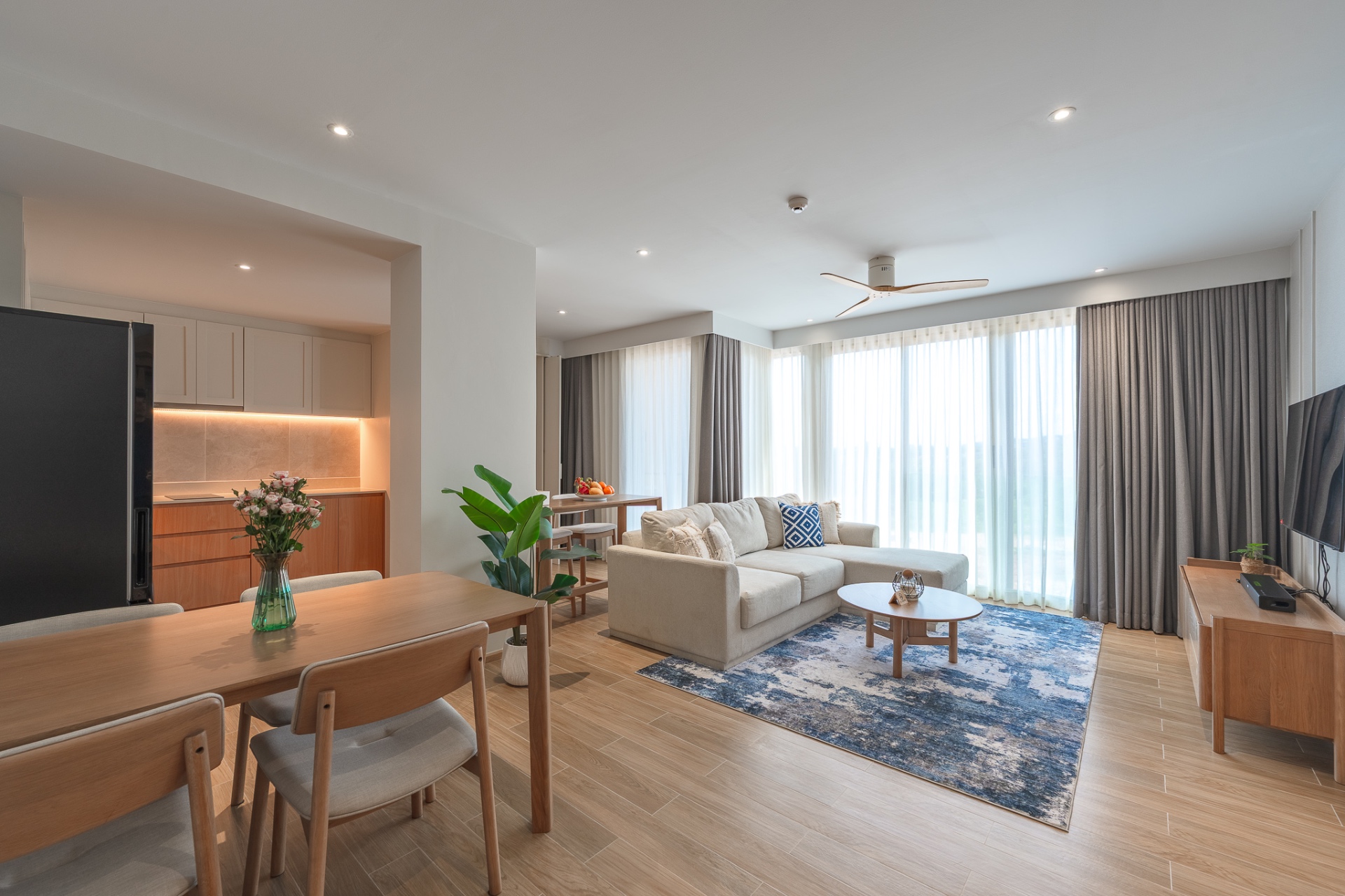 Spacious open-plan living and dining area
