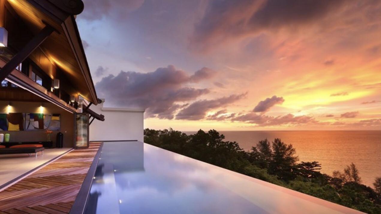 Infinity pool at sunset