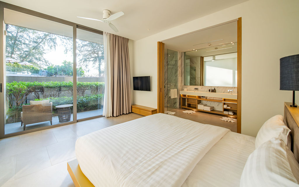 Second bedroom with garden terrace and marble ensuite